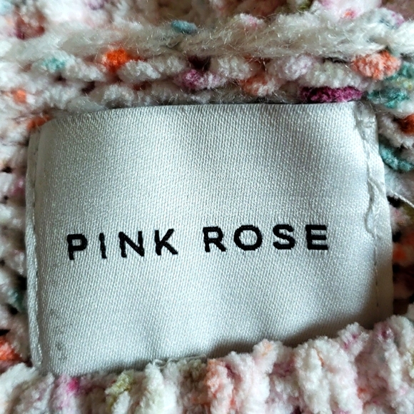 PINK ROSE CONFETTI PULLOVER Ribbed  knit SWEATER. SZ. M. NWOT - Picture 3 of 8